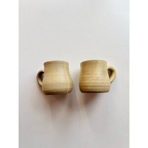 Pair of HELEN Natural Speckled Stoneware Clay Pottery Mugs